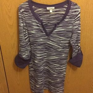 Graine XL juniors purple & white zebra stripe top